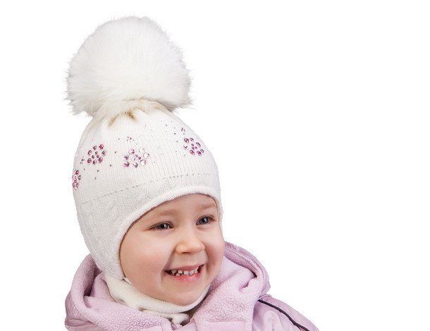 Фото - красива зимова шапочка зі стразами для дівчинки ціна 345 грн. за штуку - Леопольд