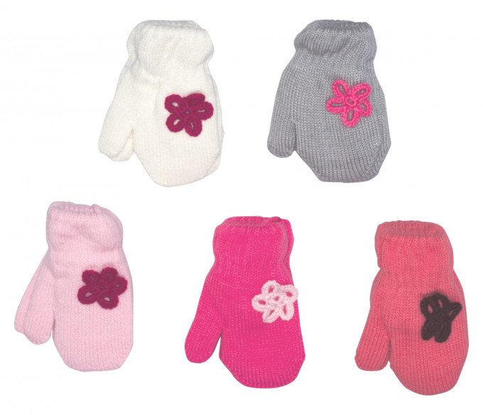 Фото - красиві рукавички з квіточкою для дівчинки ціна 90 грн. за пару - Леопольд