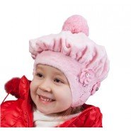 Картинка, очаровательная зимняя шапочка-берет с ушками для девочки