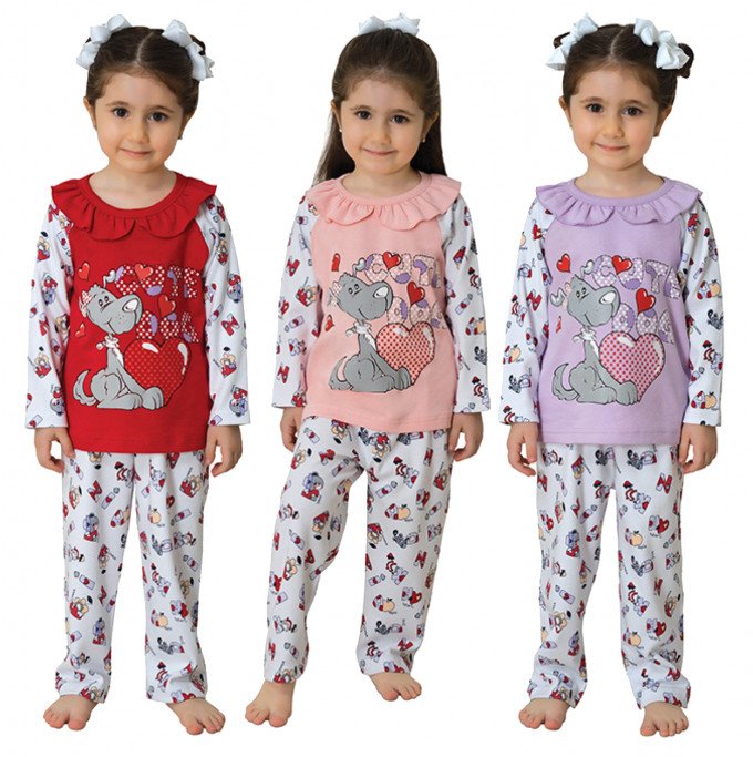 Фото - гарненькі піжамки для дівчинки у трьох кольорах ціна 275 грн. за комплект - Леопольд