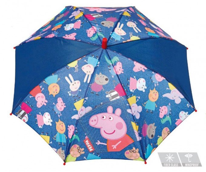 Фото - темно-синій парасольку-тростину Свинка Пеппа для дівчинки ціна 250 грн. за штуку - Леопольд