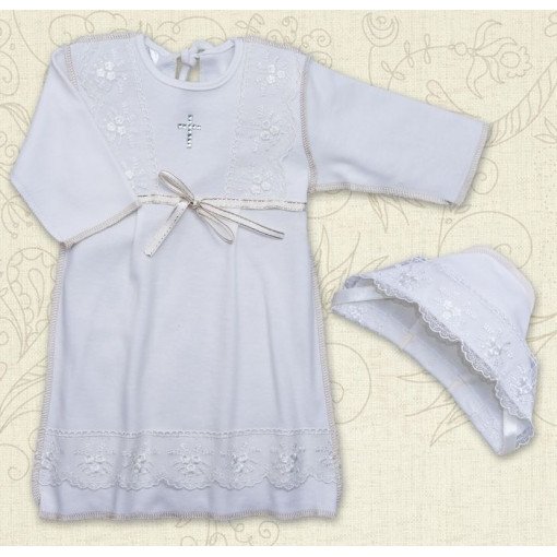 Фото - крестильная рубашечка и чепчик для девочки цена 290 грн. за комплект - Леопольд
