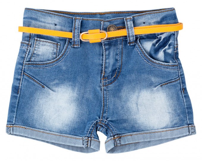 Фото - модні джинсові шорти з пояском для дівчинки ціна 365 грн. за штуку - Леопольд