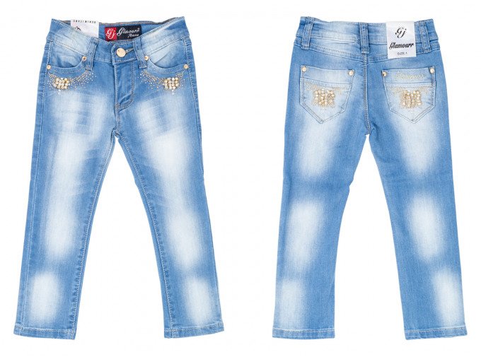 Фото - вузькі джинси з камінням для дівчинки ціна 435 грн. за штуку - Леопольд
