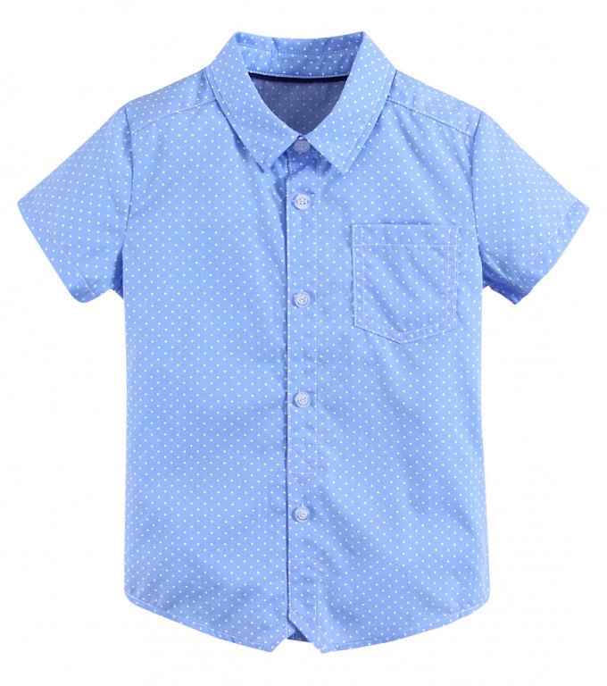 Фото - хорошенькая рубашечка голубого цвета в горошек для мальчика цена 295 грн. за штуку - Леопольд
