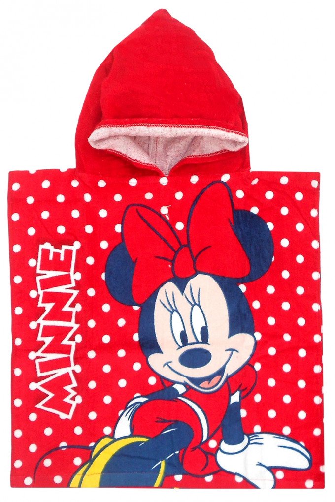Фото - полотенце-пончо красного цвета с Минни для пляжа цена 230 грн. за штуку - Леопольд