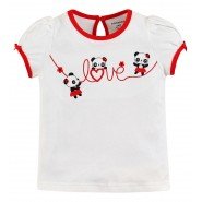 Картинка, молочная футболочка с пандами для девочки