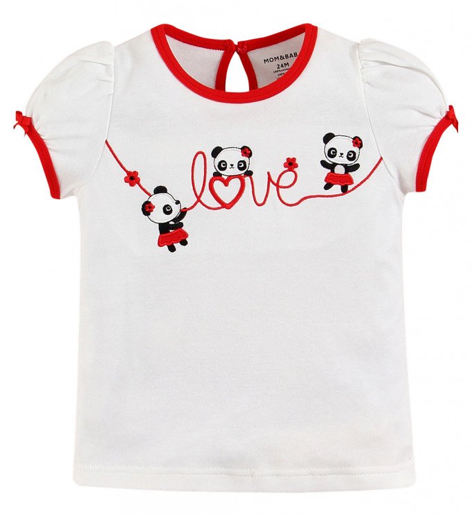 Фото - молочна футболка з пандами для дівчинки ціна 215 грн. за штуку - Леопольд