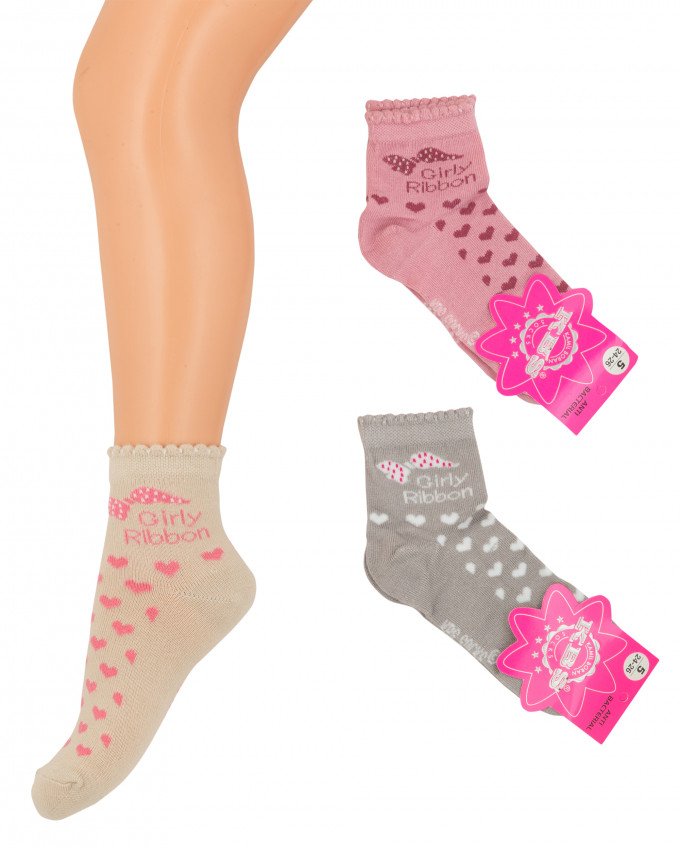 Фото - милі шкарпетки з сердечками для дівчинки ціна 19 грн. за пару - Леопольд
