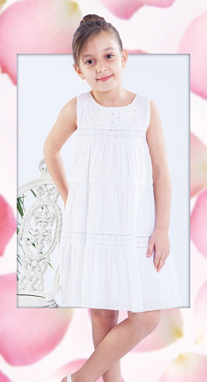 Фото - білий сарафан з ніжної бавовни для дівчинки ціна 415 грн. за штуку - Леопольд
