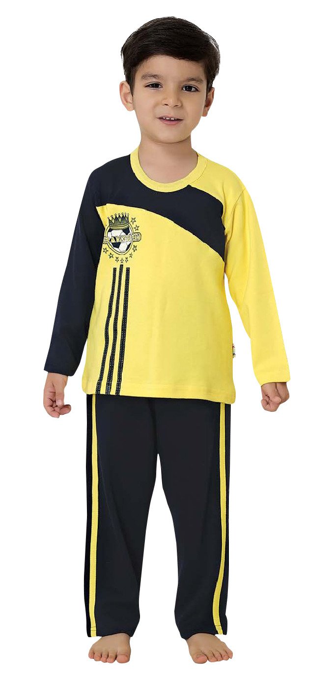 Фото - яскрава жовта з темно-синім кольором піжама для хлопчика ціна 265 грн. за комплект - Леопольд