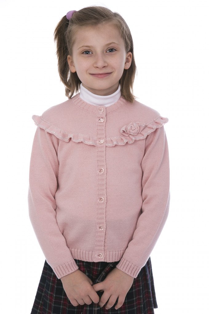 Фото - пастельно-рожевий теплий кардиган для дівчинки ціна 265 грн. за штуку - Леопольд