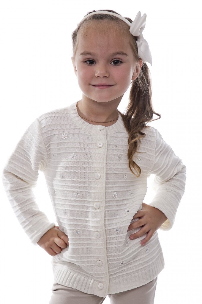 Фото - молочный кардиганчик с цветочками для девочки цена 235 грн. за штуку - Леопольд
