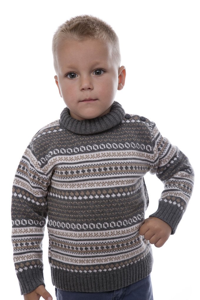 Фото - темно-сірий із зимовим візерунком гольф для хлопчика ціна 275 грн. за штуку - Леопольд