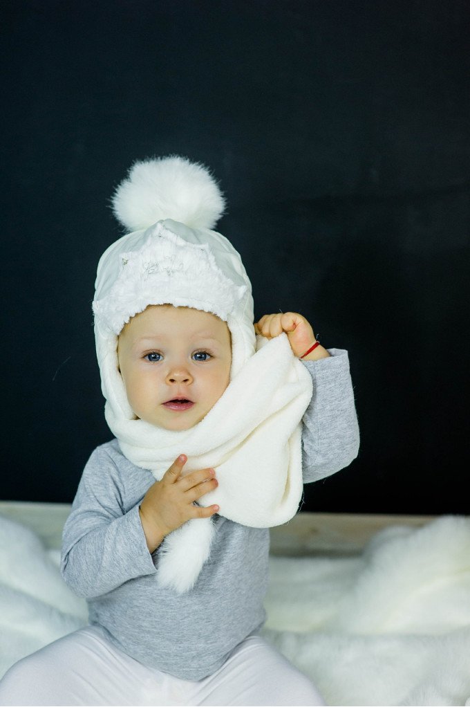 Фото - молочного кольору зимовий комплект із рукавичками ціна 390 грн. за комплект - Леопольд