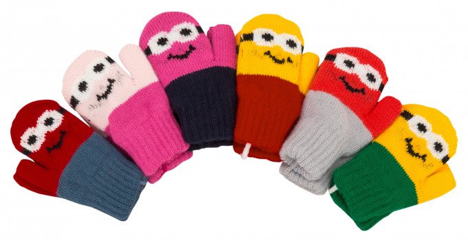 Фото - різнокольорові рукавички з міньйонами для дітей ціна 90 грн. за пару - Леопольд