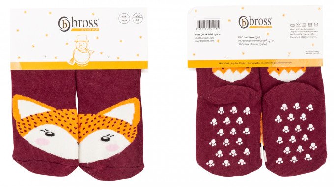 Фото - бордові махрові шкарпетки Лисичка з гальмами ціна 39 грн. за пару - Леопольд