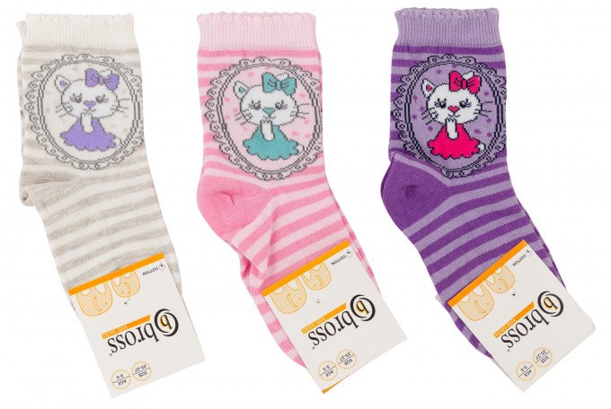 Фото - красиві шкарпетки Кішечка для дівчинки ціна 23 грн. за пару - Леопольд