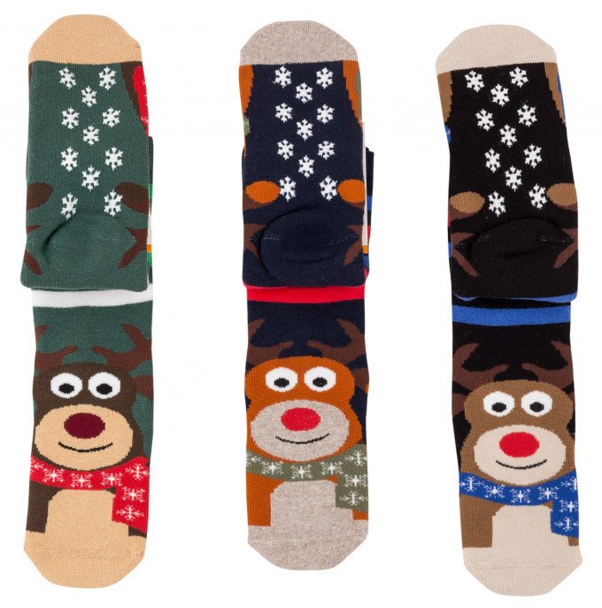 Фото - теплі шкарпетки Зимове оленя з гальмами на стопах ціна 36 грн. за пару - Леопольд
