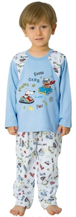 Фото - голубая пижама Гонщики для мальчика цена 265 грн. за комплект - Леопольд