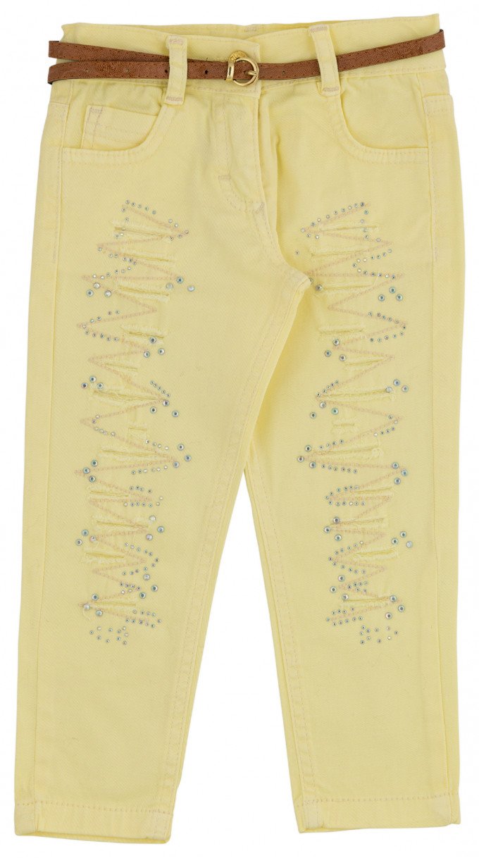 Фото - желтые узкие джинсы с стразами для девочки цена 265 грн. за штуку - Леопольд