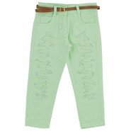 Картинка, укорочені світло-зелені джинси для дівчинки