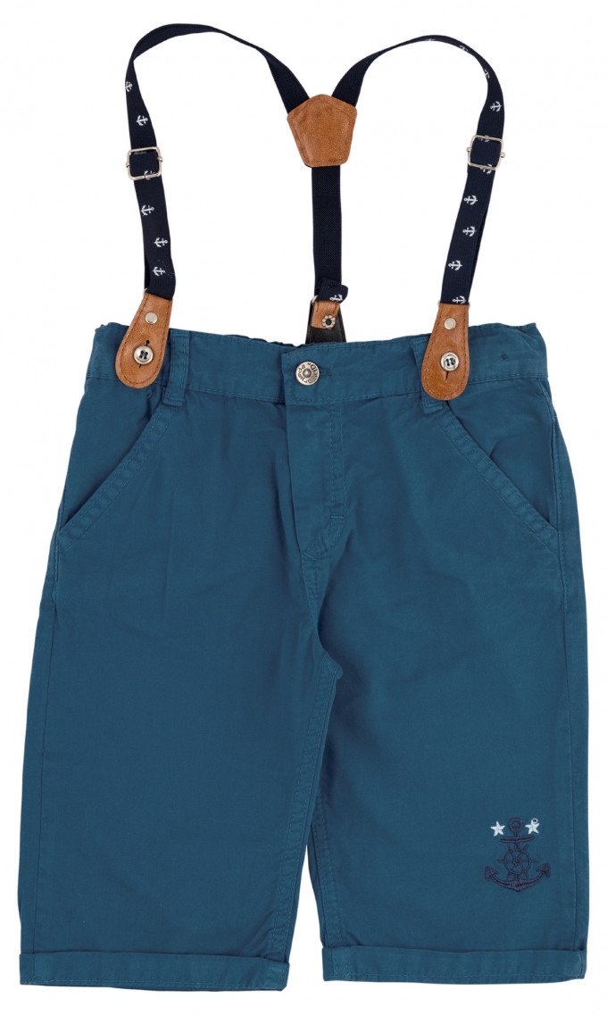 Фото - подовжені сині шорти з підтяжками для модника ціна 225 грн. за штуку - Леопольд