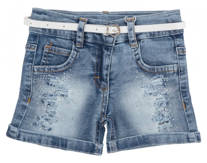 Фото - модні джинсові шортики з потертостями для дівчинки ціна 245 грн. за штуку - Леопольд