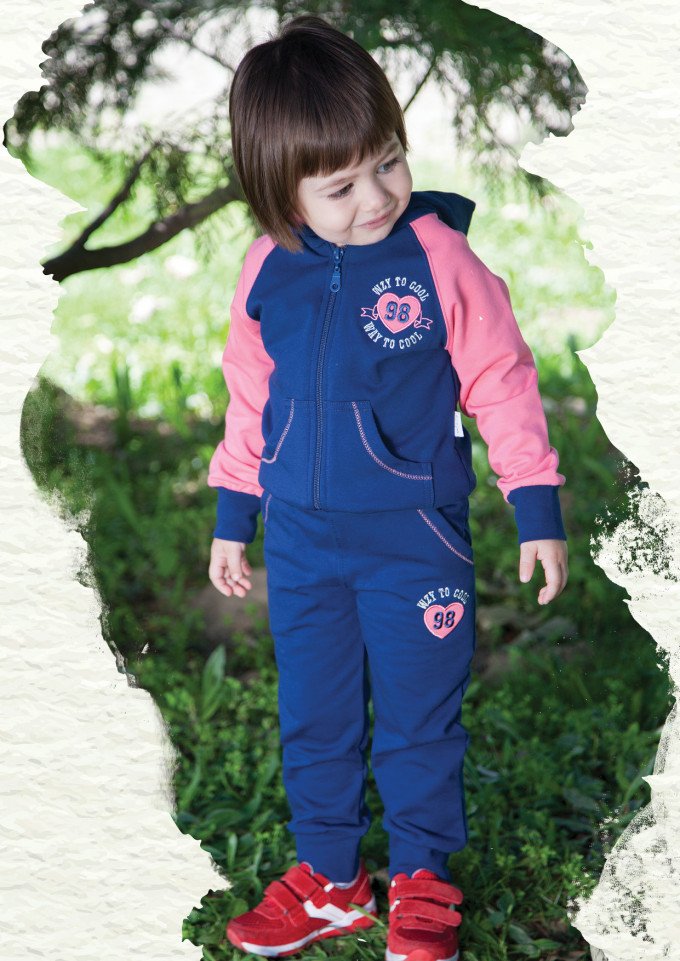 Фото - темно-синій з рожевими вставками спортивний костюм для дівчинки ціна 435 грн. за комплект - Леопольд