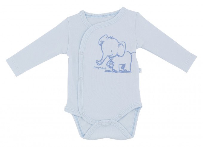 Фото - голубой бодик с длинным рукавом Слоненок для малыша цена 105 грн. за штуку - Леопольд