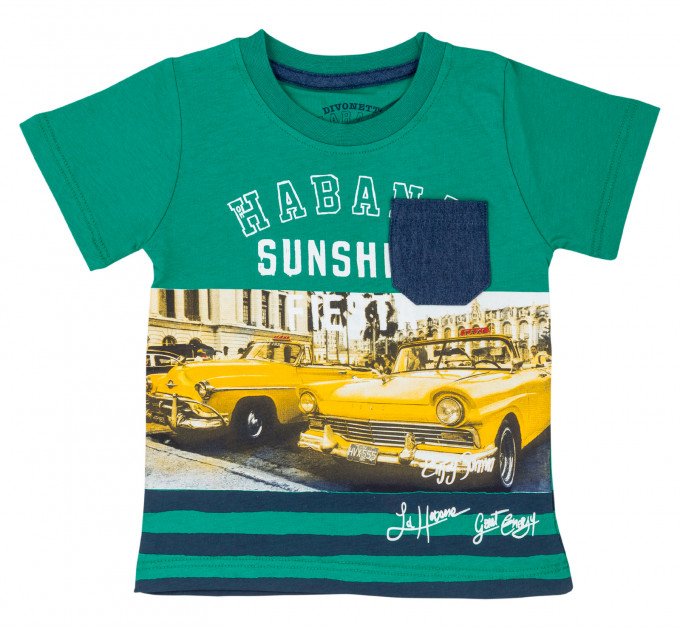 Фото - приятная зеленая футболочка с машинкой для мальчика цена 135 грн. за штуку - Леопольд