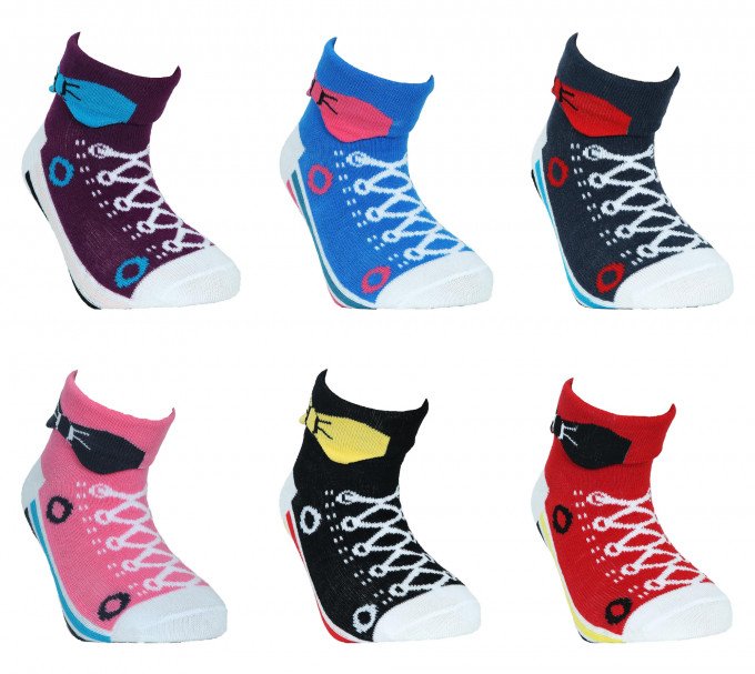 Фото - яскраві шкарпетки зі шнурівкою для дівчинки ціна 27 грн. за пару - Леопольд