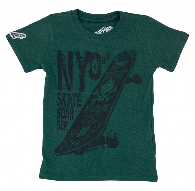 Фото - темно-зелена футболочка Скейт для модника ціна 125 грн. за штуку - Леопольд