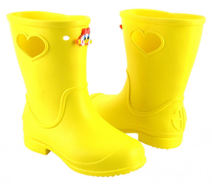 Фото - легкі непромокальні чоботи жовтого кольору унісекс ціна 119 грн. за пару - Леопольд