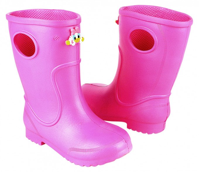 Фото - яскраво-рожеві з квіточкою чоботи для дівчинки ціна 99 грн. за пару - Леопольд