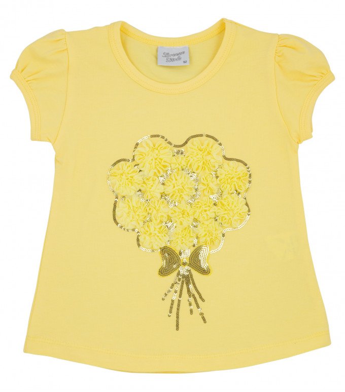 Фото - жовтенька футболочка з квіточками для літа ціна 125 грн. за штуку - Леопольд