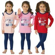 Картинка, пижамы "Зайчена" с лосинами три расцветки для девочки
