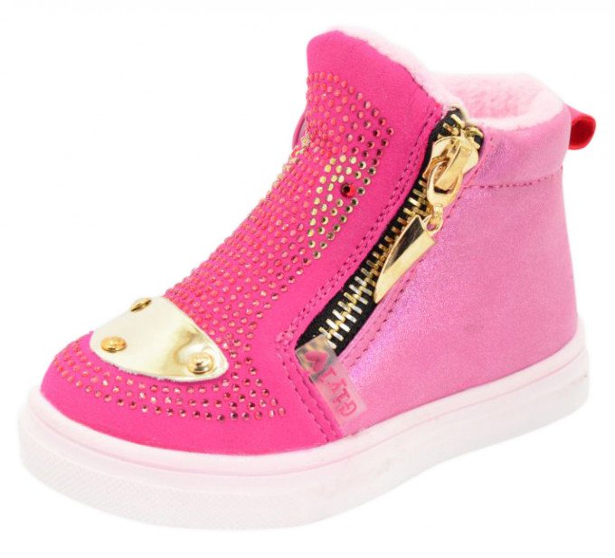 Фото - демісезонні черевики кольору фуксії зі стразами для дівчинки ціна 310 грн. за пару - Леопольд