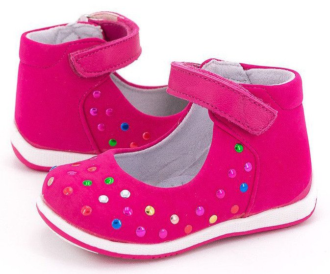 Фото - малинові ортопедичні туфельки з нубука для дівчинки ціна 295 грн. за пару - Леопольд