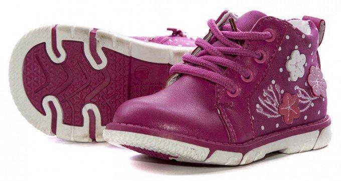 Фото - малинові демісезонні черевики на шнурівці для дівчинки ціна 310 грн. за пару - Леопольд