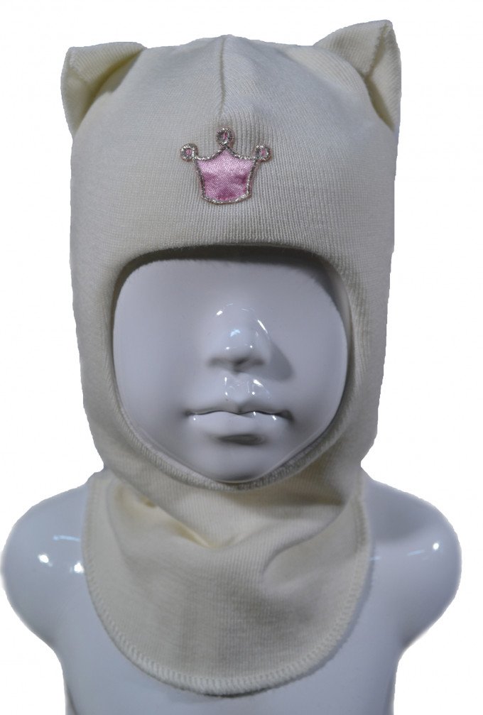 Фото - кремового цвета теплая шапка-шлем для девочки цена 450 грн. за штуку - Леопольд