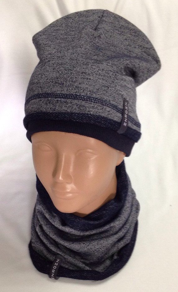 Фото - сірий демісезонний комплект з шапочки та шарфика для хлопчика ціна 195 грн. за комплект - Леопольд