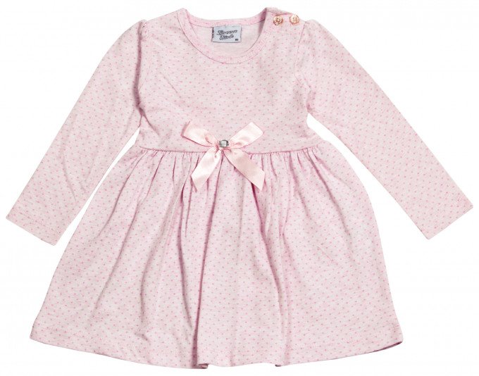 Фото - ніжно-рожева сукня з довгим рукавом у горошок для дівчинки ціна 155 грн. за штуку - Леопольд