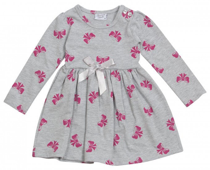 Фото - сіре з малиновими бантиками сукня для дівчинки ціна 155 грн. за штуку - Леопольд