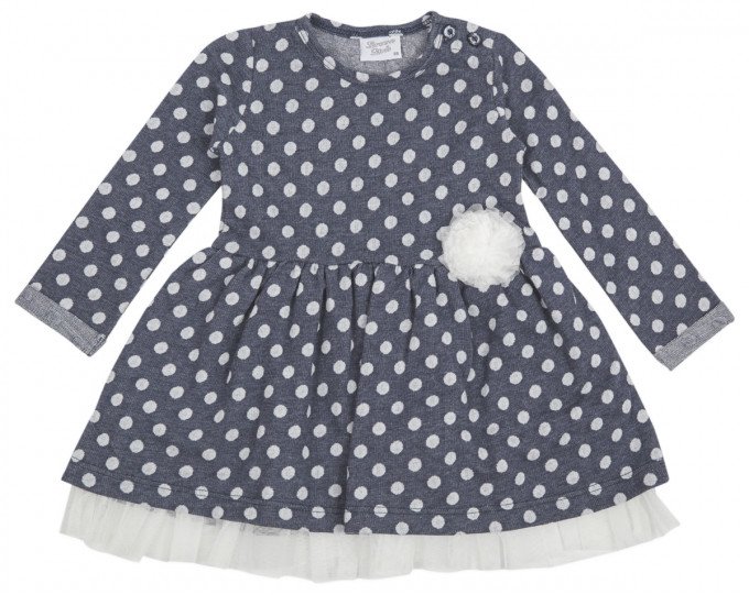 Фото - темно-синее в белый горох нарядное платье для девочки цена 295 грн. за штуку - Леопольд