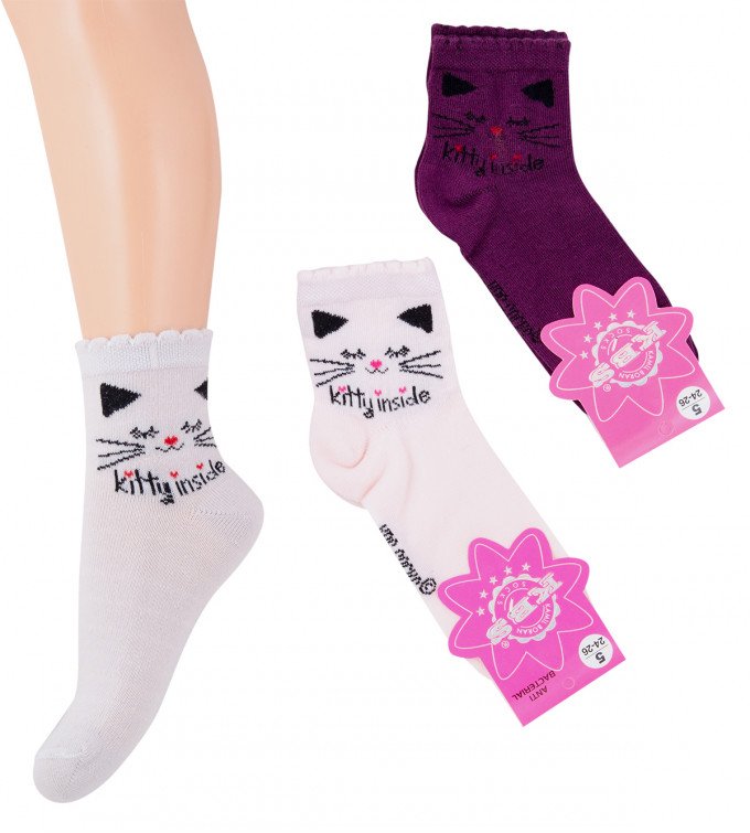 Фото - гарні шкарпетки Кітті для дівчинки ціна 39 грн. за пару - Леопольд