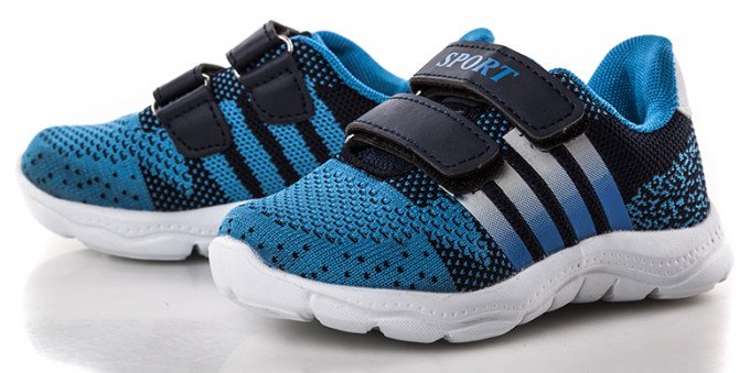 Фото - синьо-блакитні кросівки для хлопчика на липучках ціна 295 грн. за пару - Леопольд