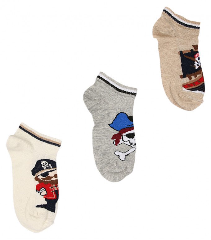 Фото - комплект із трьох пар шкарпеток з піратами для хлопчиків ціна 65 грн. за комплект - Леопольд