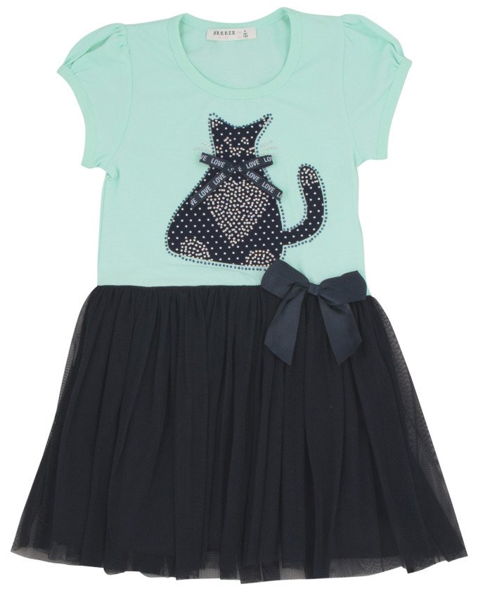 Фото - мятное платье с котиком на лето цена 255 грн. за штуку - Леопольд