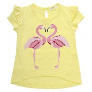Картинка, солнечная летняя футболочка с фламинго